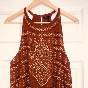 Women’s Gold Beaded Boho sleeveless top-Size: L
